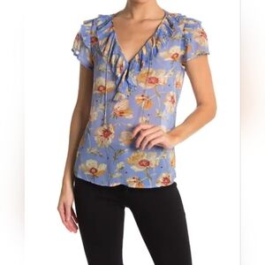 PAIGE Caruso Silk Floral RuffleBlouse